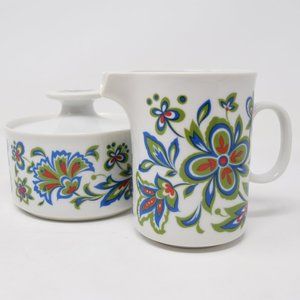 Wyndham Casuals Nordic Garden Creamer Pitcher Sugar Bowl Lid Japan Tea Party MCM